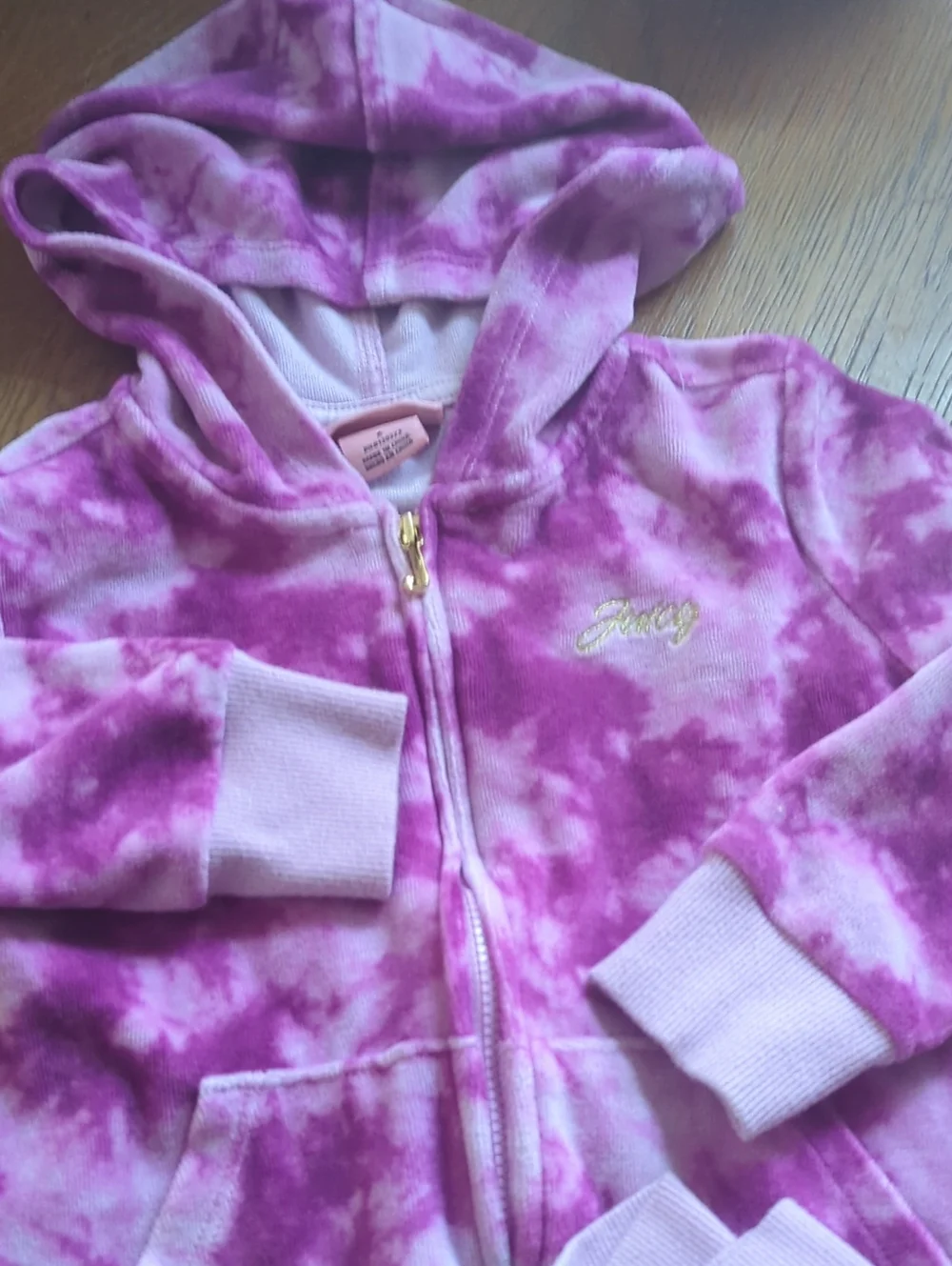 Kids Juicy Couture Pink & Hot Pink Velour Hoodie Kids Sz 6